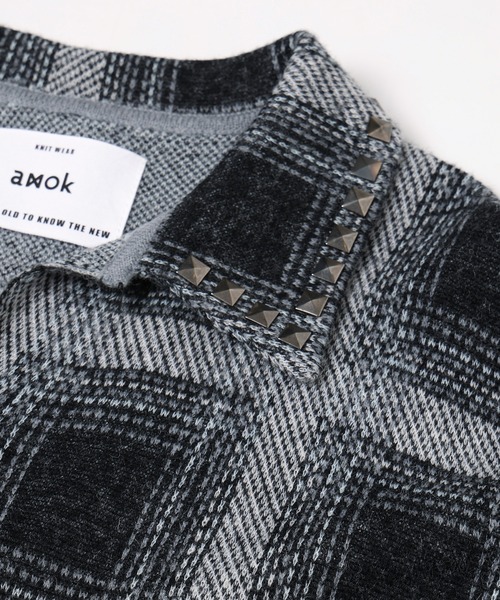 amok(アモク)の「KNIT CHECK SHIRT(シャツ/ブラウス・メンズ・ブラック/ミント・M/S)」の5枚目の写真