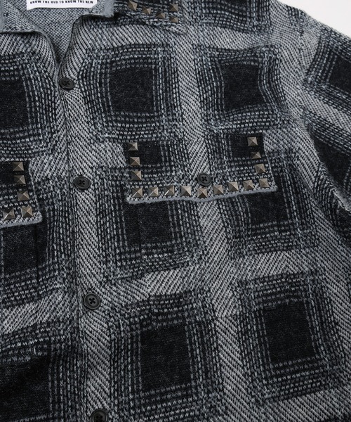 amok(アモク)の「KNIT CHECK SHIRT(シャツ/ブラウス・メンズ・ブラック/ミント・M/S)」の6枚目の写真