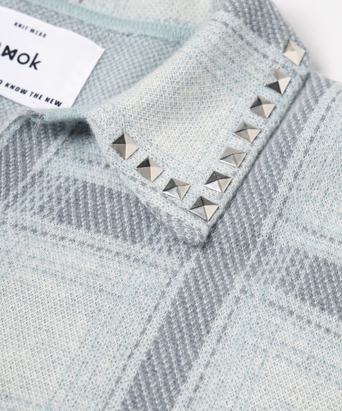 amok(アモク)の「KNIT CHECK SHIRT(シャツ/ブラウス・メンズ・ブラック/ミント・M/S)」の8枚目の写真