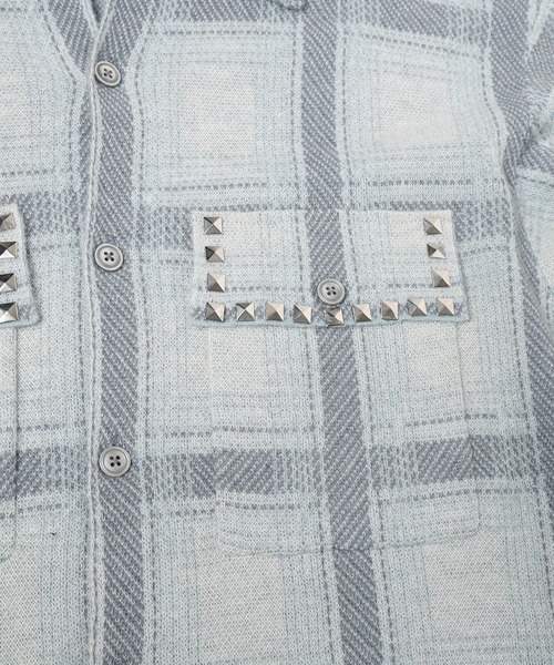 amok(アモク)の「KNIT CHECK SHIRT(シャツ/ブラウス・メンズ・ブラック/ミント・M/S)」の9枚目の写真