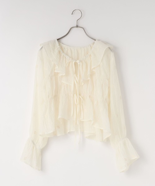 LOWRYS FARM（ローリーズファーム）の「ヨウリュウシシュウブラウス 663971（シャツ/ブラウス・レディース・アイボリー/ブラック・FREE）」の4枚目の写真