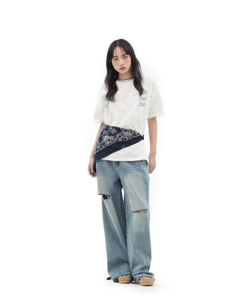 DEFGARMENTS（デフグラメンツ）の「ICY LOGO DAMAGED T-SHIRTS [WHITE]（Tシャツ/カットソー・レディース・その他・MEDIUM/LARGE）」の3枚目の写真