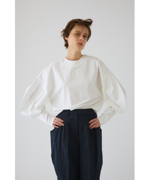 RIM.ARK（リムアーク）の「Curved line cotton tops カーブド ライン コットン トップス（Tシャツ/カットソー・レディース・ブルー/ブラック/ネイビー/ホワイト・FREE）」の8枚目の写真