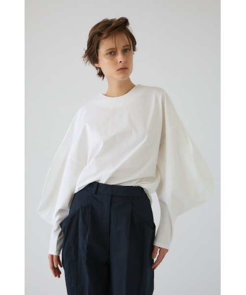 RIM.ARK（リムアーク）の「Curved line cotton tops カーブド ライン コットン トップス（Tシャツ/カットソー・レディース・ブルー/ブラック/ネイビー/ホワイト・FREE）」の10枚目の写真