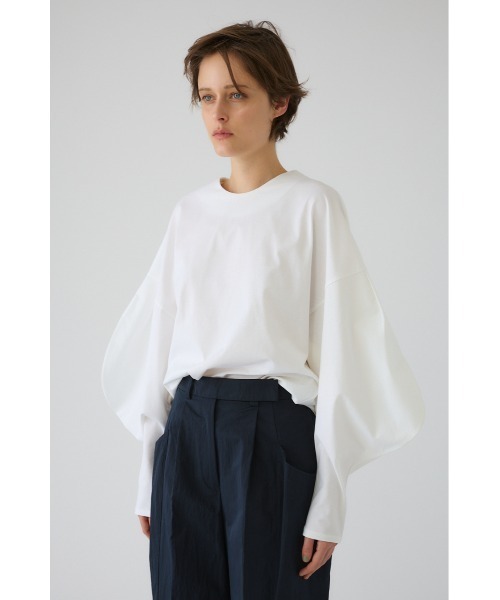 RIM.ARK（リムアーク）の「Curved line cotton tops カーブド ライン コットン トップス（Tシャツ/カットソー・レディース・ブルー/ブラック/ネイビー/ホワイト・FREE）」の11枚目の写真