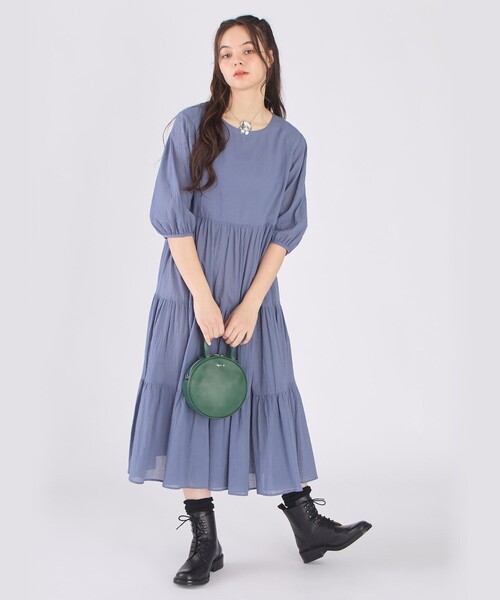 To b. by agnes b.（トゥービーバイアニエスベー）の「コットン シフォン ティアード ワンピース（ワンピース・レディース・ブルー・40/38/36）」の3枚目の写真