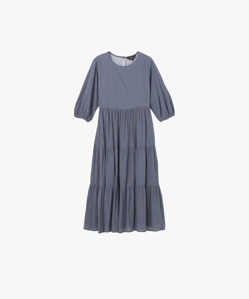 To b. by agnes b.（トゥービーバイアニエスベー）の「コットン シフォン ティアード ワンピース（ワンピース・レディース・ブルー・40/38/36）」の2枚目の写真