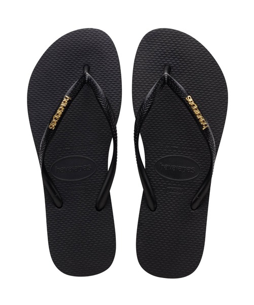 havaianas(ハワイアナス)の「SLIM LOGO METALLIC(サンダル・レディース・ゴールド系3/ブラック系その他2/ダークパープル・22cm/23cm/24.5cm/25.5cm)」の4枚目の写真