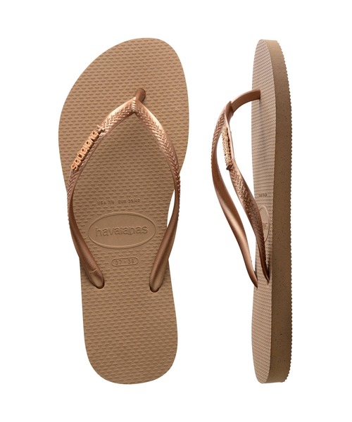 havaianas(ハワイアナス)の「SLIM LOGO METALLIC(サンダル・レディース・ゴールド系3/ブラック系その他2/ダークパープル・22cm/23cm/24.5cm/25.5cm)」の14枚目の写真