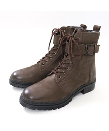 Pointer（shoes）（ポインター）の「【本革】 3.5セcmショートブーツ　/  ベルト付きレースアップブーツ（ブーツ）」