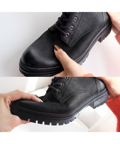 Pointer(shoes)(ポインター)の「【本革】 3.5セcmショートブーツ / ベルト付きレースアップブーツ(ブーツ・レディース・ブラック/ダークブラウン・36/37/38/39/40)」の11枚目の写真