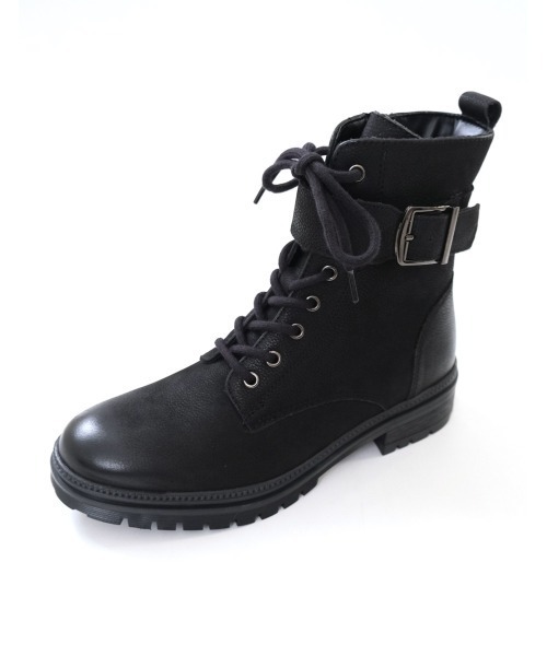 Pointer(shoes)(ポインター)の「【本革】 3.5セcmショートブーツ / ベルト付きレースアップブーツ(ブーツ・レディース・ブラック/ダークブラウン・36/37/38/39/40)」の20枚目の写真