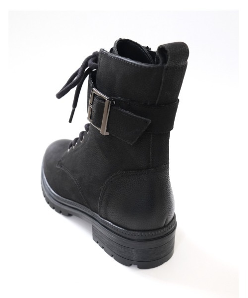 Pointer(shoes)(ポインター)の「【本革】 3.5セcmショートブーツ / ベルト付きレースアップブーツ(ブーツ・レディース・ブラック/ダークブラウン・36/37/38/39/40)」の22枚目の写真