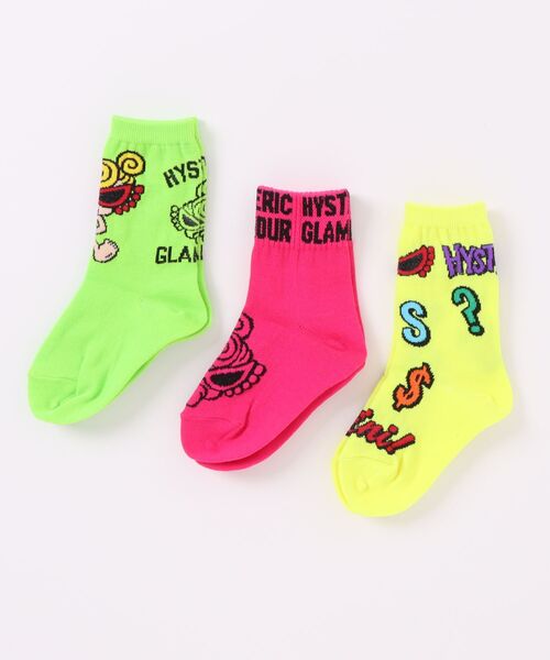 HYSTERIC MINI（ヒステリックミニ）の「POP SIGN 3Pソックス（ソックス/靴下・キッズ・ホワイト/ブラック/マルチ・13/16/19/22）」の3枚目の写真