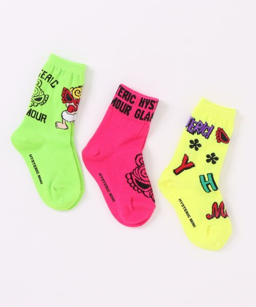 HYSTERIC MINI（ヒステリックミニ）の「POP SIGN 3Pソックス（ソックス/靴下・キッズ・ホワイト/ブラック/マルチ・13/16/19/22）」の4枚目の写真