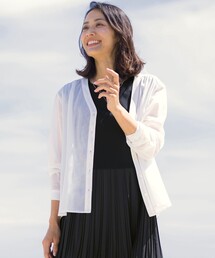 【冷房対策に】シアードライトリコット Vネック カーディガン
