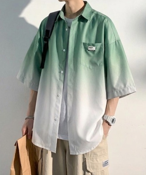 link lot(リンクロット)の「ピスネーム付きグラデーション半袖シャツ(シャツ/ブラウス・メンズ・ピンク/ブルー/ブラック・M)」の11枚目の写真