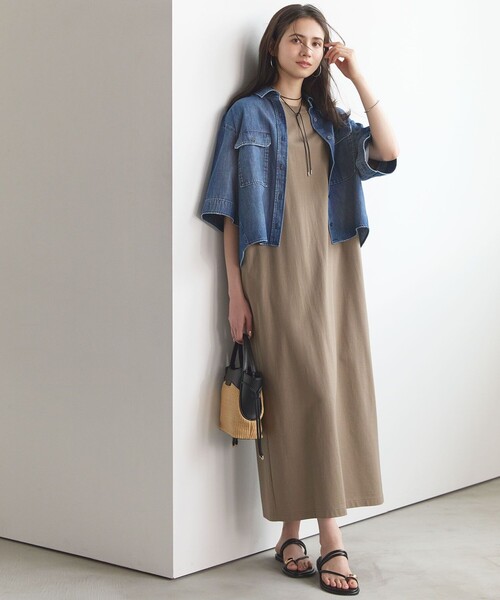 23区 S（ニジュウサンクチイサイサイズ）の「ヴィンテージライクジャージー T ワンピース（ワンピース・レディース・ブラウン系/グレー系/オレンジ系・32）」の4枚目の写真