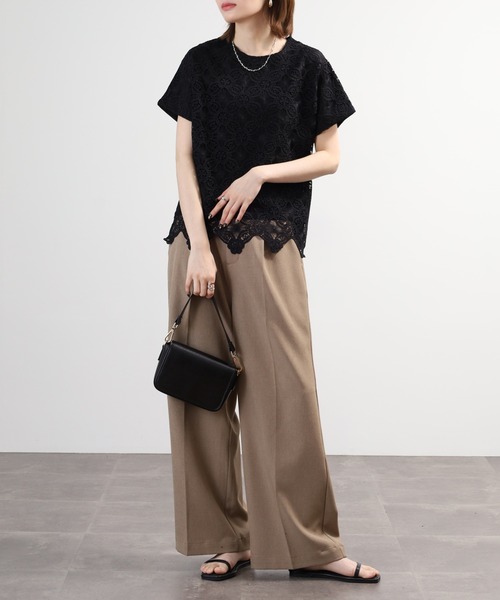 BRODIAEA(ブローディア)の「BRODIAEA 花柄レースカットソープルオーバー プレミアムコットン 半袖(Tシャツ/カットソー・レディース・ブラック/オフホワイト/ベージュ・40)」の17枚目の写真