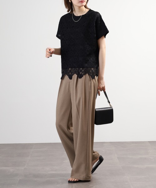 BRODIAEA(ブローディア)の「BRODIAEA 花柄レースカットソープルオーバー プレミアムコットン 半袖(Tシャツ/カットソー・レディース・ブラック/オフホワイト/ベージュ・40)」の18枚目の写真