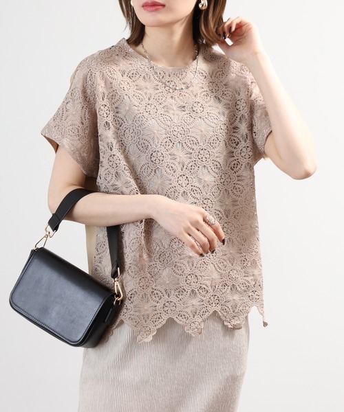BRODIAEA(ブローディア)の「BRODIAEA 花柄レースカットソープルオーバー プレミアムコットン 半袖(Tシャツ/カットソー・レディース・ブラック/オフホワイト/ベージュ・40)」の19枚目の写真