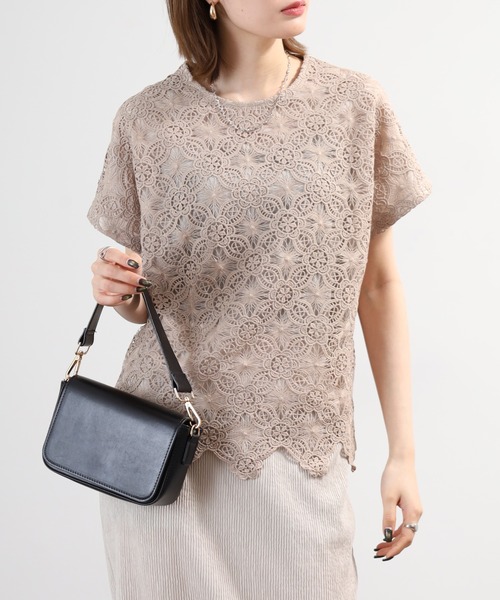 BRODIAEA(ブローディア)の「BRODIAEA 花柄レースカットソープルオーバー プレミアムコットン 半袖(Tシャツ/カットソー・レディース・ブラック/オフホワイト/ベージュ・40)」の20枚目の写真