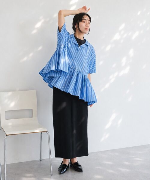 CRAFT STANDARD BOUTIQUE(クラフトスタンダードブティック)の「インド製ペプラムブラウス ◆(シャツ/ブラウス・レディース・ブラック/レッド/ホワイト/ストライプ・FREE)」の13枚目の写真