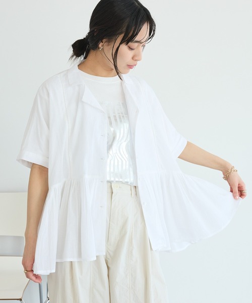 CRAFT STANDARD BOUTIQUE(クラフトスタンダードブティック)の「インド製ペプラムブラウス ◆(シャツ/ブラウス・レディース・ブラック/レッド/ホワイト/ストライプ・FREE)」の2枚目の写真