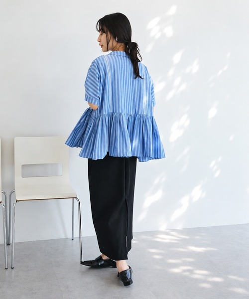 CRAFT STANDARD BOUTIQUE(クラフトスタンダードブティック)の「インド製ペプラムブラウス ◆(シャツ/ブラウス・レディース・ブラック/レッド/ホワイト/ストライプ・FREE)」の9枚目の写真