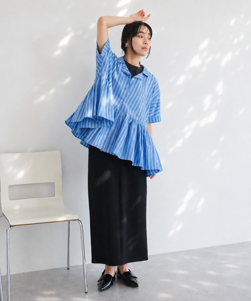 CRAFT STANDARD BOUTIQUE(クラフトスタンダードブティック)の「インド製ペプラムブラウス ◆(シャツ/ブラウス・レディース・ブラック/レッド/ホワイト/ストライプ・FREE)」の8枚目の写真