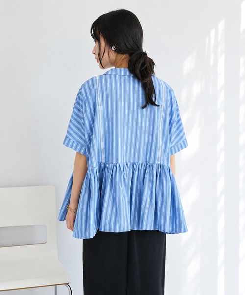 CRAFT STANDARD BOUTIQUE(クラフトスタンダードブティック)の「インド製ペプラムブラウス ◆(シャツ/ブラウス・レディース・ブラック/レッド/ホワイト/ストライプ・FREE)」の7枚目の写真