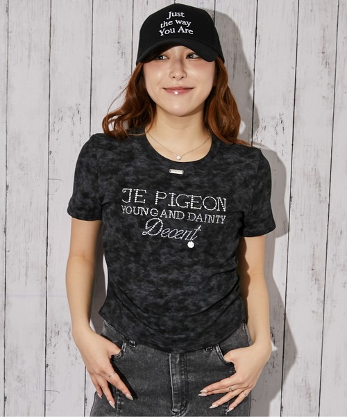 GORGE（ゴージ）の「《ラインストーンロゴ×ムラ染め》Tシャツ／ストリート×Y2K／春夏／全3色（Tシャツ/カットソー・レディース・ミント/ブラック/オフホワイト・F）」の4枚目の写真