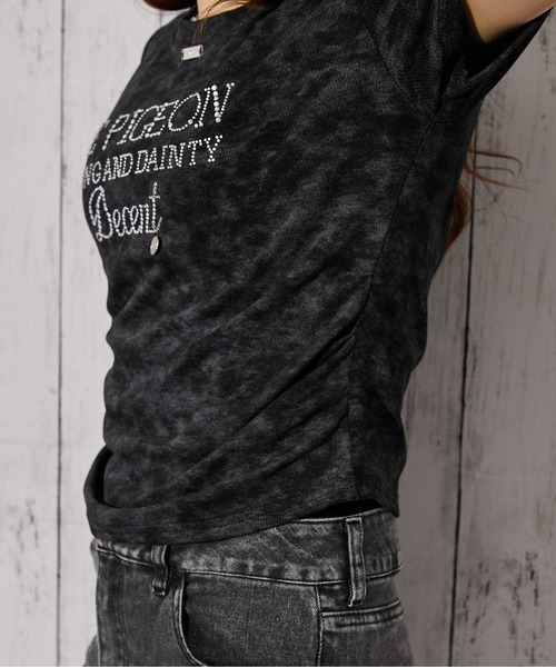 GORGE（ゴージ）の「《ラインストーンロゴ×ムラ染め》Tシャツ／ストリート×Y2K／春夏／全3色（Tシャツ/カットソー・レディース・ミント/ブラック/オフホワイト・F）」の22枚目の写真