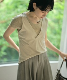LAULEN | suede like cache coeur back ribbon vest /スエード調カシュクールバックリボンベスト(ベスト)