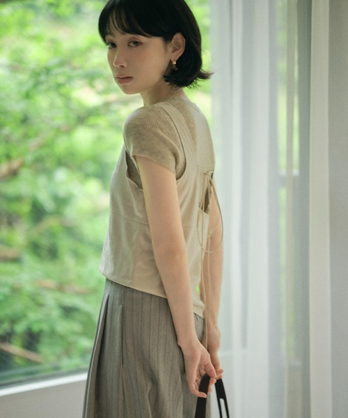 LAULEN(ローレン)の「suede like cache coeur back ribbon vest /スエード調カシュクールバックリボンベスト(ベスト・レディース・ブラウン/グレイッシュベージュ・FREE)」の11枚目の写真