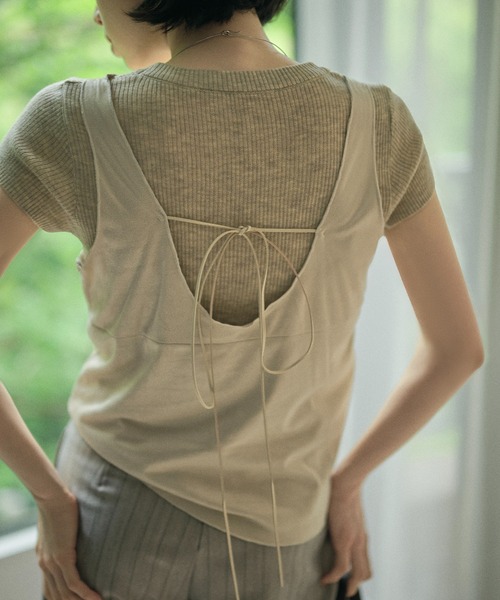 LAULEN(ローレン)の「suede like cache coeur back ribbon vest /スエード調カシュクールバックリボンベスト(ベスト・レディース・ブラウン/グレイッシュベージュ・FREE)」の12枚目の写真
