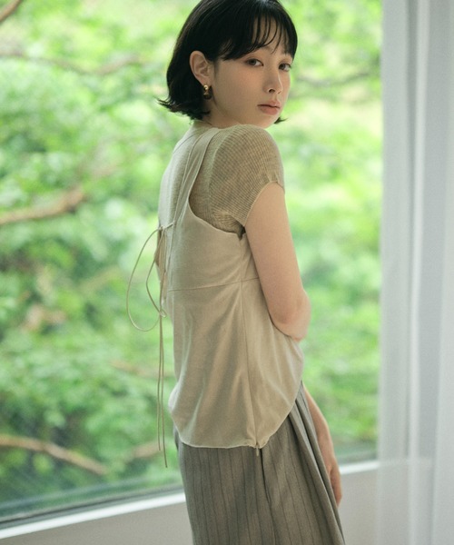 LAULEN(ローレン)の「suede like cache coeur back ribbon vest /スエード調カシュクールバックリボンベスト(ベスト・レディース・ブラウン/グレイッシュベージュ・FREE)」の13枚目の写真