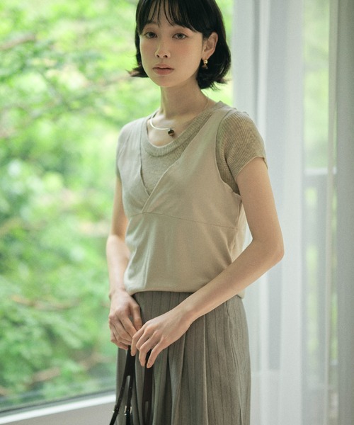 LAULEN(ローレン)の「suede like cache coeur back ribbon vest /スエード調カシュクールバックリボンベスト(ベスト・レディース・ブラウン/グレイッシュベージュ・FREE)」の14枚目の写真