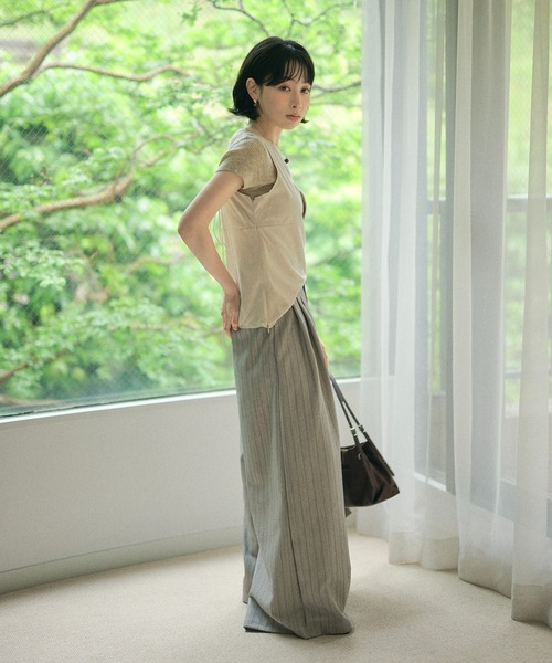 LAULEN(ローレン)の「suede like cache coeur back ribbon vest /スエード調カシュクールバックリボンベスト(ベスト・レディース・ブラウン/グレイッシュベージュ・FREE)」の15枚目の写真