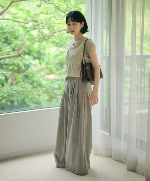 LAULEN(ローレン)の「suede like cache coeur back ribbon vest /スエード調カシュクールバックリボンベスト(ベスト・レディース・ブラウン/グレイッシュベージュ・FREE)」の17枚目の写真