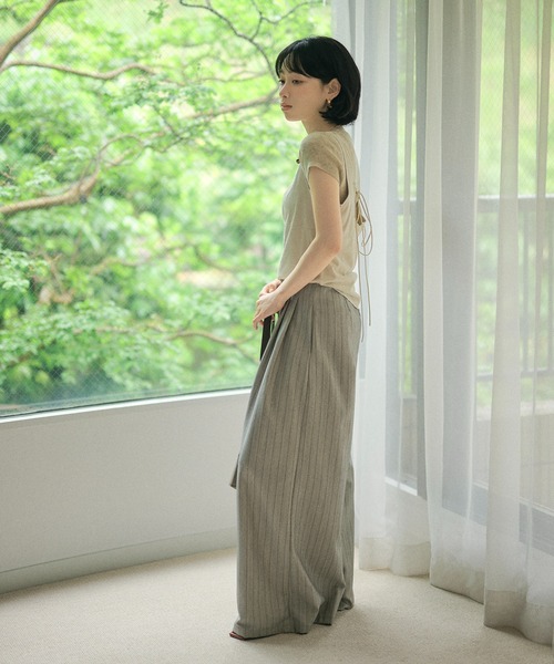 LAULEN(ローレン)の「suede like cache coeur back ribbon vest /スエード調カシュクールバックリボンベスト(ベスト・レディース・ブラウン/グレイッシュベージュ・FREE)」の18枚目の写真