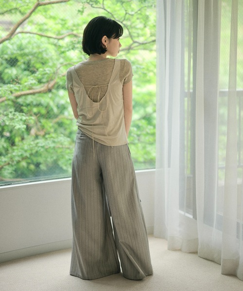 LAULEN(ローレン)の「suede like cache coeur back ribbon vest /スエード調カシュクールバックリボンベスト(ベスト・レディース・ブラウン/グレイッシュベージュ・FREE)」の19枚目の写真
