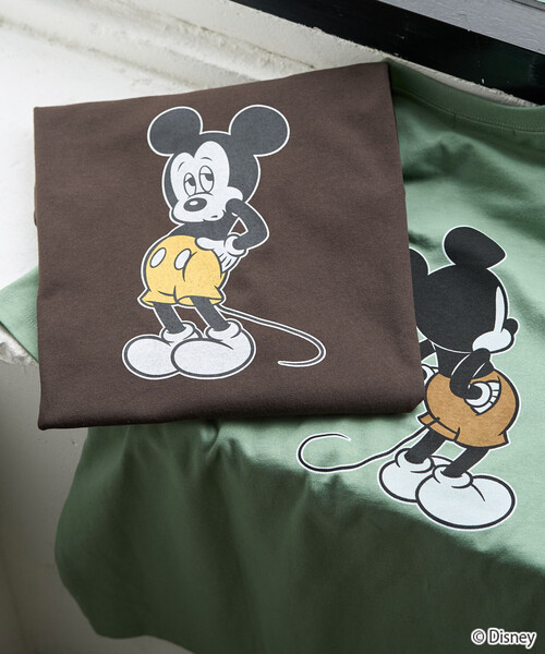 FREAK'S STORE(フリークスストア)の「限定展開 別注/前後/Mickey Mouse/ミッキーマウス 半袖Tシャツ(Tシャツ/カットソー・レディース・ブラック/オフホワイト/ライトグレー/ブラウン/グリーン・フリ-)」の4枚目の写真