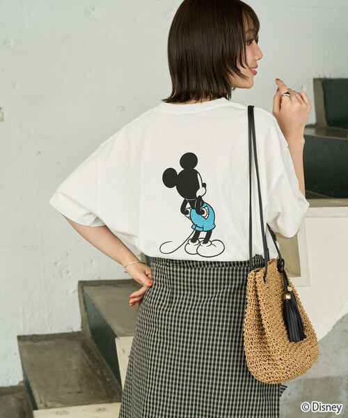 FREAK'S STORE(フリークスストア)の「限定展開 別注/前後/Mickey Mouse/ミッキーマウス 半袖Tシャツ(Tシャツ/カットソー・レディース・ブラック/オフホワイト/ライトグレー/ブラウン/グリーン・フリ-)」の7枚目の写真