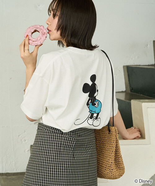 FREAK'S STORE(フリークスストア)の「限定展開 別注/前後/Mickey Mouse/ミッキーマウス 半袖Tシャツ(Tシャツ/カットソー・レディース・ブラック/オフホワイト/ライトグレー/ブラウン/グリーン・フリ-)」の12枚目の写真