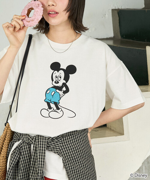 FREAK'S STORE(フリークスストア)の「限定展開 別注/前後/Mickey Mouse/ミッキーマウス 半袖Tシャツ(Tシャツ/カットソー・レディース・ブラック/オフホワイト/ライトグレー/ブラウン/グリーン・フリ-)」の13枚目の写真