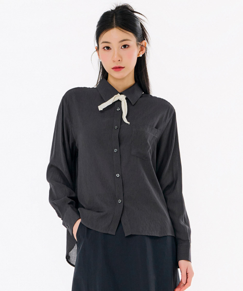 CHASECULT（チェイスカルト）の「女性シアカラーシャツ-FBRG5471C0L（シャツ/ブラウス・レディース・チャコールグレー・85/90）」の4枚目の写真