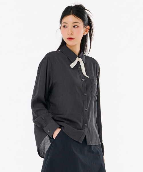 CHASECULT（チェイスカルト）の「女性シアカラーシャツ-FBRG5471C0L（シャツ/ブラウス・レディース・チャコールグレー・85/90）」の5枚目の写真