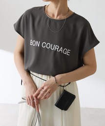 COLLAGE GALLARDAGALANTE | 大人キレイ目フレンチロゴスリーブTシャツ/WEB限定(Tシャツ/カットソー)