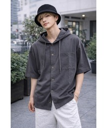 【Bls】 【ZM】【Bling Leads】梨地フーディボタンシャツ